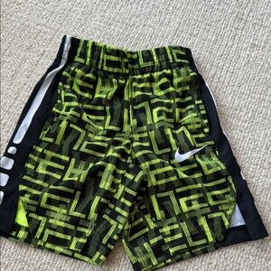 Nike Black and Green Geometric Pattern Shorts